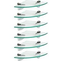 Harbour Housewares 6x Floating Glass Corner Shelves - 20cm Bathroom Storage Display Unit in Silver