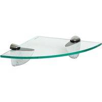 Harbour Housewares Floating Glass Corner Shelf - 20cm - Bathroom Storage Display Unit in Silver