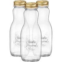 Bormioli Rocco Quattro Stagioni Glass Juice Bottles with Screw Top Lid - 1L - Pack of 3 in Clear