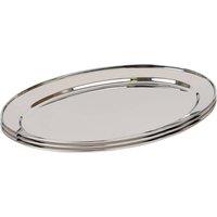 Argon Tableware Oval Stainless Steel Serving Platters - 50cm x 35cm - Pack of 3 in Silver | Size: 50 cm x 35 cm