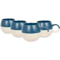Nicola Spring 340ml Dipped Stoneware Mugs - 4x Sphere Glazed Stoneware Coffee Cups in Navy