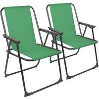 Harbour Housewares Folding Metal Beach Chairs - Matt Black - Pack of 2 in Green