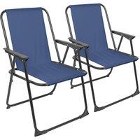 Harbour Housewares Folding Metal Beach Chairs - Matt Black - Pack of 2 in Navy