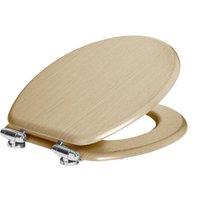 Harbour Housewares Soft Close Toilet Seat - MDF Wooden Lid Easy Install Quiet Close in Light Brown