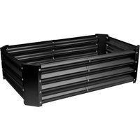 Harbour Housewares Raised Garden Bed - Rectangular Bottomless Galvanised Steel Planter 120 x 60cm in Black | Size: 120 x 60 cm