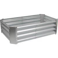 Harbour Housewares Raised Garden Bed - Rectangular Bottomless Galvanised Steel Planter 120 x 60cm in Silver | Size: 120 x 60 cm