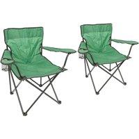 Harbour Housewares Folding Canvas Camping Chairs - Matt Black - Pack of 2 in Green