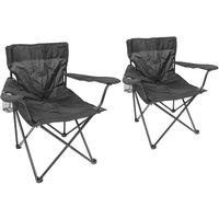 Harbour Housewares Folding Canvas Camping Chairs - Matt Black - Pack of 2