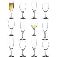 LAV 12pc Empire Wine Glasses & Champagne Flutes Set in Clear