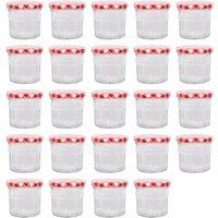 Argon Tableware 130ml Glass Jam Jars - Set of 24 - Empty Screw Top Preserving Jar in Red
