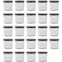 Argon Tableware 90ml Glass Jam Jars - Set of 24 - Empty Screw Top Preserving Jar in Black