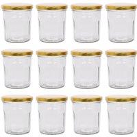 Argon Tableware 250ml Glass Jam Jars - Set of 12 - Empty Screw Top Preserving Jar in Gold