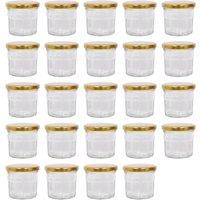Argon Tableware 130ml Glass Jam Jars - Set of 24 - Empty Screw Top Preserving Jar in Gold