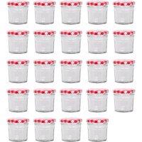Argon Tableware 90ml Glass Jam Jars - Set of 24 - Empty Screw Top Preserving Jar in Red
