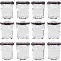 Argon Tableware 250ml Glass Jam Jars - Set of 12 - Empty Screw Top Preserving Jar in Black