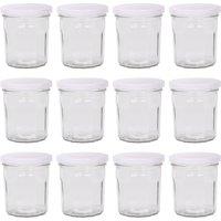 Argon Tableware 250ml Glass Jam Jars - Set of 12 - Empty Screw Top Preserving Jar in White