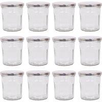 Argon Tableware 250ml Glass Jam Jars - Set of 12 - Empty Screw Top Preserving Jar in Silver