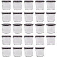 Argon Tableware 130ml Glass Jam Jars - Set of 24 - Empty Screw Top Preserving Jar in Black