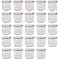 Argon Tableware 130ml Glass Jam Jars - Set of 24 - Empty Screw Top Preserving Jar in Silver
