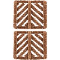 Nicola Spring Coir Knotted Scraper Door Mats - 35 x 30cm - Set of 2 in Brown | Size: 30 cm x 35 cm