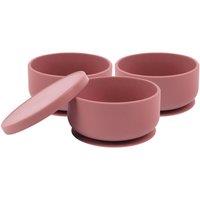 Tiny Dining 3pc Silicone Suction Bowls & Lids - Non-Slip Baby Weaning Feeding Set in Pink