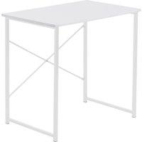 Harbour Housewares Wooden Computer Desk - PC Laptop Workstation Tubular Steel Office Desk in White