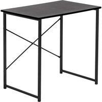 Harbour Housewares Wooden Computer Desk - PC Laptop Workstation Tubular Steel Office Desk in Black