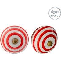Nicola Spring Round Ceramic Cabinet Knobs Stripe - Pack of 12 in Red | Size: 1000mm x 500mm