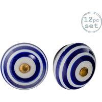 Nicola Spring Round Ceramic Cabinet Knobs Stripe - Pack of 12 in Navy | Size: 1000mm x 500mm