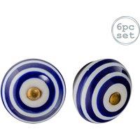 Nicola Spring Round Ceramic Cabinet Knobs Stripe - Pack of 6 in Navy | Size: 1000mm x 500mm