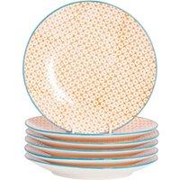Nicola Spring Hand-Printed Side Plates - 18cm - Pack of 6 in Orange