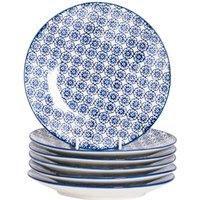 Nicola Spring Hand-Printed Side Plates - 18cm - Pack of 6 in Navy
