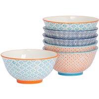 Nicola Spring Hand-Printed Cereal Bowls - 16cm - Pack of 6