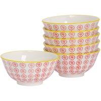 Nicola Spring Hand-Printed Cereal Bowls - 16cm - Pack of 6 in Red