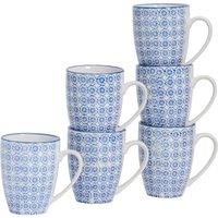 Nicola Spring Hand-Printed Mugs - 330ml - Pack of 6 in Navy