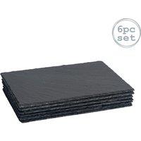 Argon Tableware Rectangle Slate Serving Platters 30 x 20cm Pack of 6 in Grey | Size: 30 x 20 cm