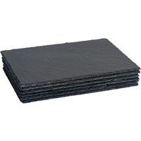 Argon Tableware 6x Rectangle Slate Placemats - 30cm x 20cm Stone Serving Table Mat Set in Black | Size: 30 cm x 20 cm