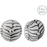 Nicola Spring Round Ceramic Cabinet Knobs - Black Fern - Pack of 12 | Size: 1000mm x 500mm