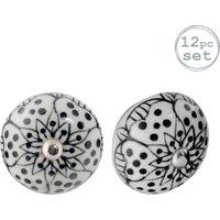 Nicola Spring Round Ceramic Cabinet Knobs - White Rose - Pack of 12 | Size: 1000mm x 500mm