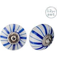 Nicola Spring Round Ceramic Cabinet Knobs - Navy Lines - Pack of 12 | Size: 1000mm x 500mm