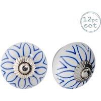 Nicola Spring Round Ceramic Cabinet Knobs Flower - Pack of 12 in Light Blue | Size: 1000mm x 500mm