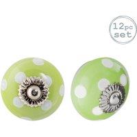 Nicola Spring Round Ceramic Cabinet Knobs Spot - Pack of 12 in Green | Size: 1000mm x 500mm