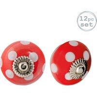 Nicola Spring Round Ceramic Cabinet Knobs Spot - Pack of 12 in Red | Size: 1000mm x 500mm