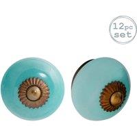 Nicola Spring Round Ceramic Cabinet Knobs - Pack of 12 in Turquoise | Size: 1000mm x 500mm