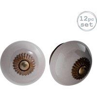 Nicola Spring Round Ceramic Cabinet Knobs - Pack of 12 in Grey | Size: 1000mm x 500mm