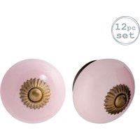 Nicola Spring Round Ceramic Cabinet Knobs - Pack of 12 in Pink | Size: 1000mm x 500mm