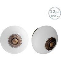 Nicola Spring Round Ceramic Cabinet Knobs - Pack of 12 in White | Size: 1000mm x 500mm