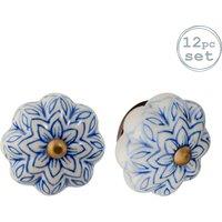Nicola Spring Floral Ceramic Cabinet Knobs - Pack of 12 in Light Blue | Size: 1000mm x 500mm