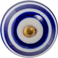 Nicola Spring Round Ceramic Cabinet Knob Stripe in Navy | Size: 1000mm x 500mm
