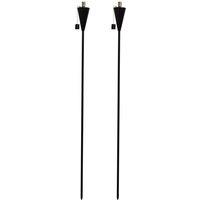 Harbour Housewares 2x Outdoor Flame Torches - Cone Metal Garden Fire Torch Lighting in Black